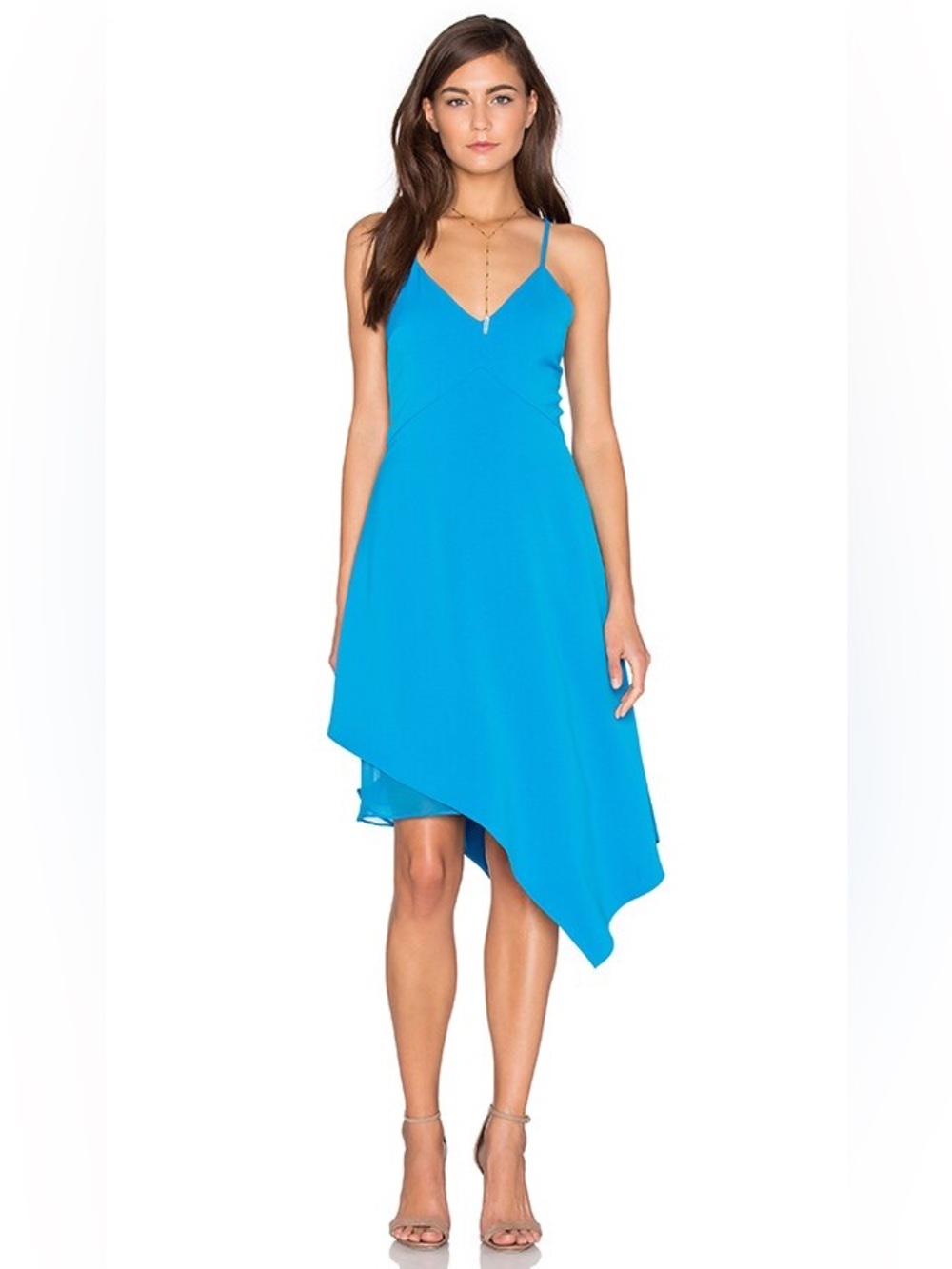 Alice + Olivia Ladies Beth Dress in Jewel Blue. Fit & flare asymmetrical. Size 6